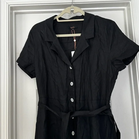 100% European Linen Button Front Dress - Picture 4 of 14